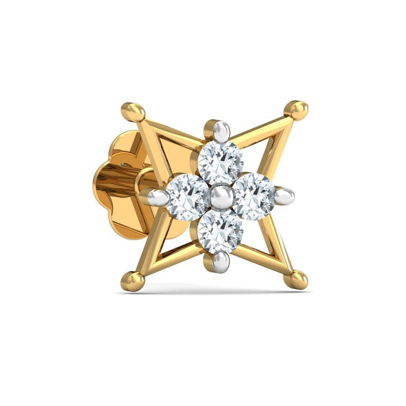 Star Design White CZ Nose Pin 925 Sterling Silver Yellow Plated