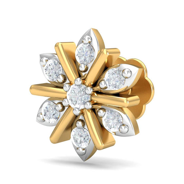 Floral  Burst White CZ Nose Pin 925 Sterling Silver Yellow Plated