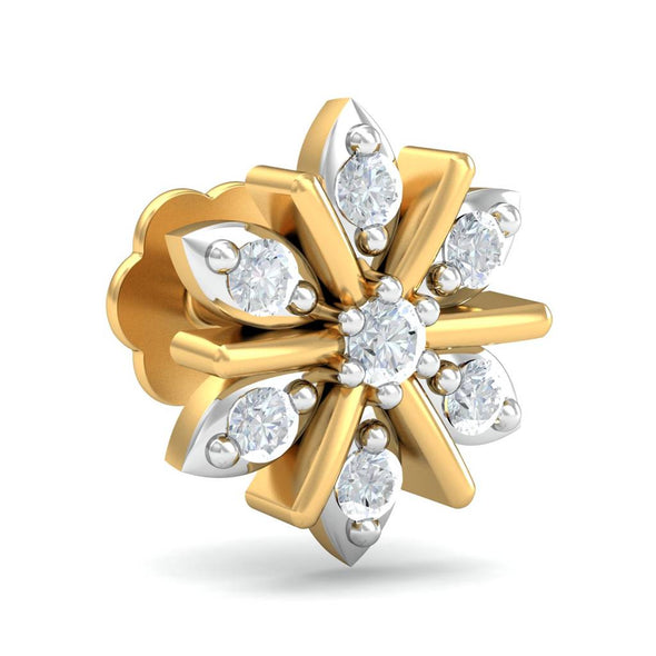 Floral  Burst White CZ Nose Pin 925 Sterling Silver Yellow Plated
