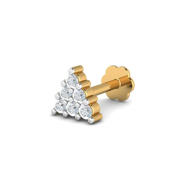 Triangle Cluster CZ Nose Pin 925 Sterling Silver Yellow Plated