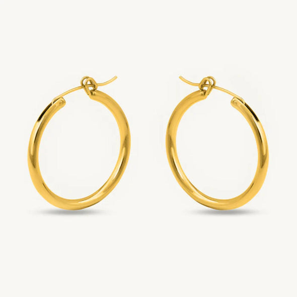 Minimalist Classic Gold Round Earrings 925 Sterling Silver Yellow Plated