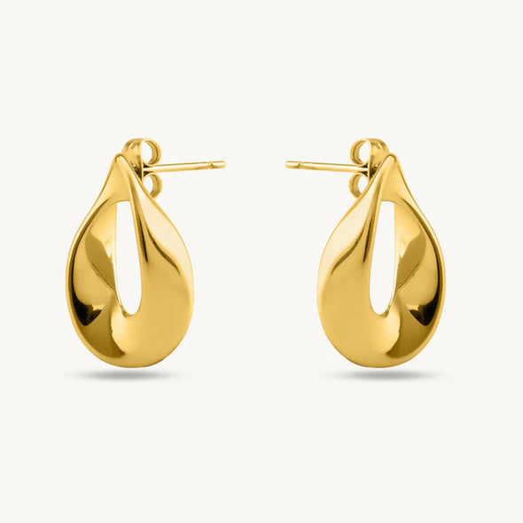Sculptural Gold Teardrop Earrings 925 Sterling Silver Yellow Plated