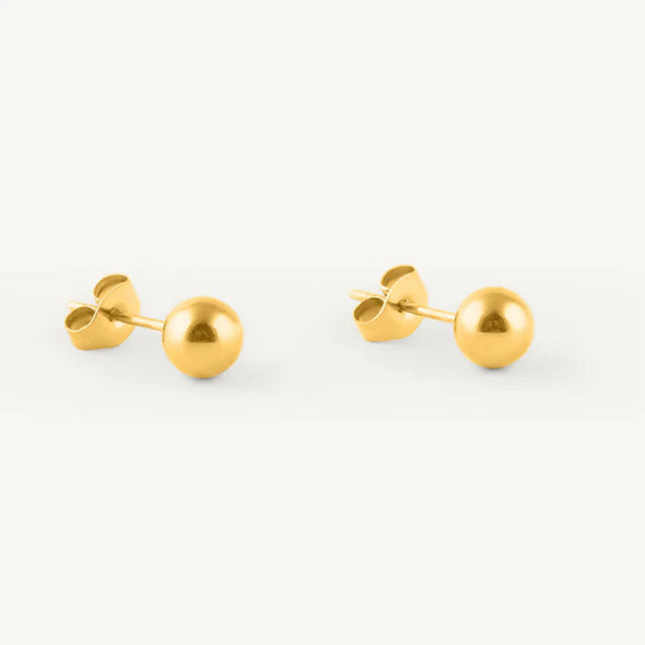 Classic Gold Ball Stud Earrings 925 Sterling Silver Gold Plated