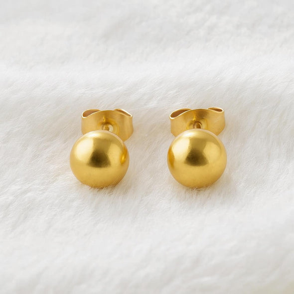 Classic Gold Ball Stud Earrings 925 Sterling Silver Gold Plated