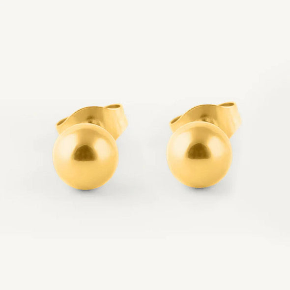 Classic Gold Ball Stud Earrings 925 Sterling Silver Gold Plated