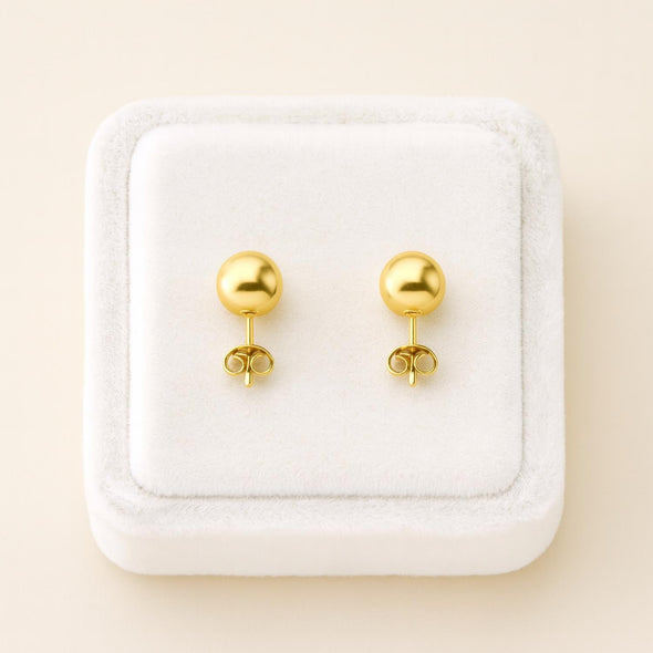 Classic Gold Ball Stud Earrings 925 Sterling Silver Gold Plated