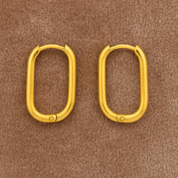 Minimalist Sleek Hoop Earrings 925 Sterling Silver Yellow Plated