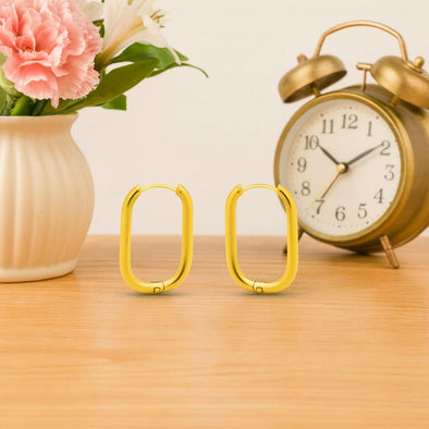 Minimalist Sleek Hoop Earrings 925 Sterling Silver Yellow Plated