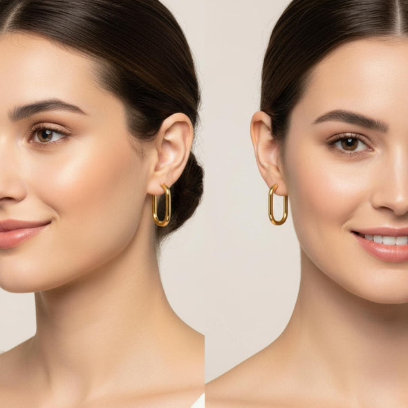 Minimalist Sleek Hoop Earrings 925 Sterling Silver Yellow Plated