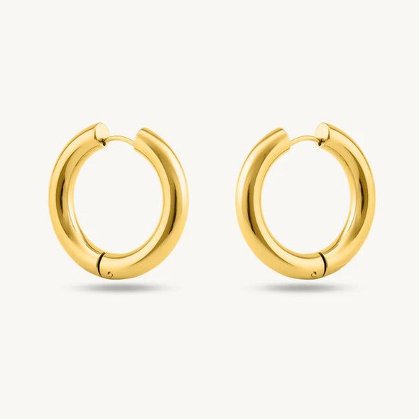 Classic Gold Round Hoop Earrings 925 Sterling Silver Yellow Plated