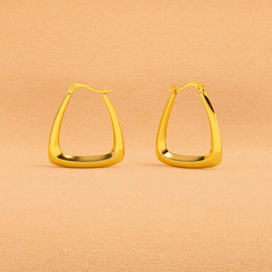 Geometric Triangle Shaped Hoop Earrings 925 Sterling Silver Yellow Plated