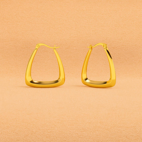 Geometric Triangle Shaped Hoop Earrings 925 Sterling Silver Yellow Plated