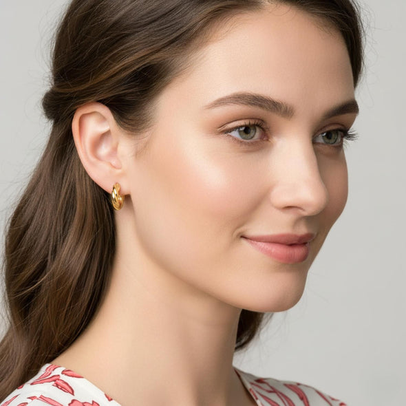 Twisted Bold Chunky Rope Hoop Earrings 925 Sterling Silver Yellow Plated