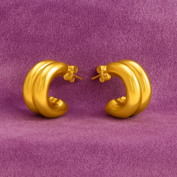 Bold Dome Huggie Earrings Earrings 925 Sterling Silver Yellow Plated