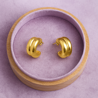 Bold Dome Huggie Earrings Earrings 925 Sterling Silver Yellow Plated