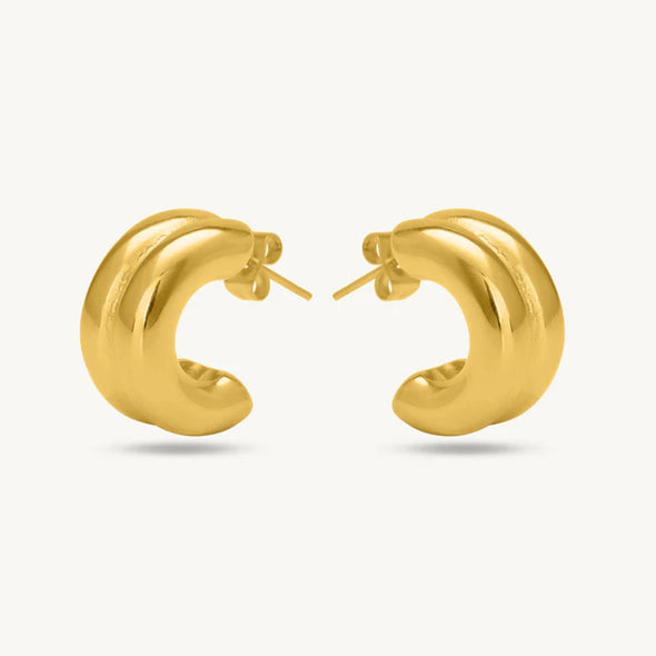 Bold Dome Huggie Earrings Earrings 925 Sterling Silver Yellow Plated