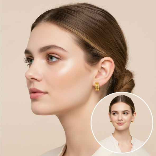 Bold Dome Huggie Earrings Earrings 925 Sterling Silver Yellow Plated