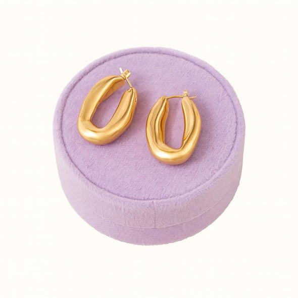 Statement Twisted Oval Hoop Earrings 925 Sterling Silver Gold Plated