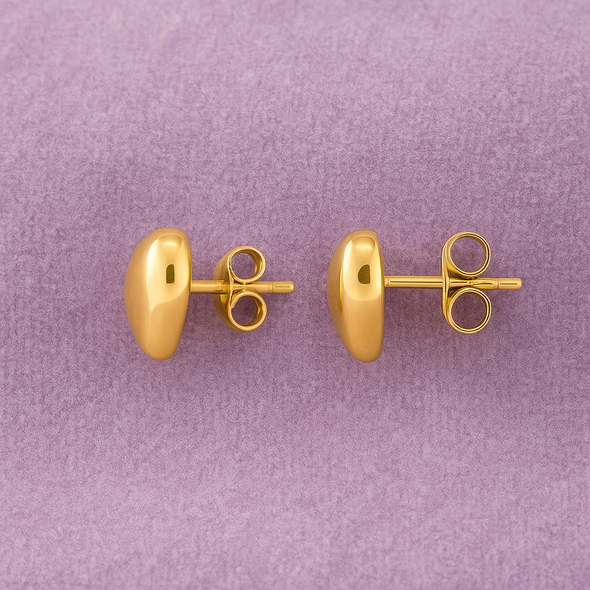 Classic Heart Stud Earrings 925 Sterling Silver Yellow Plated