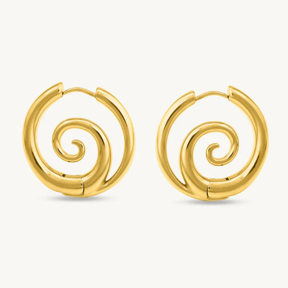Spiral Hoop Earrings 925 Sterling Silver Yellow Plated