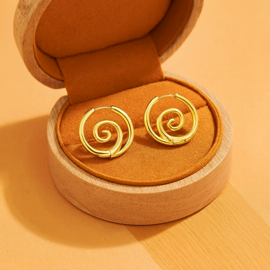 Spiral Hoop Earrings 925 Sterling Silver Yellow Plated