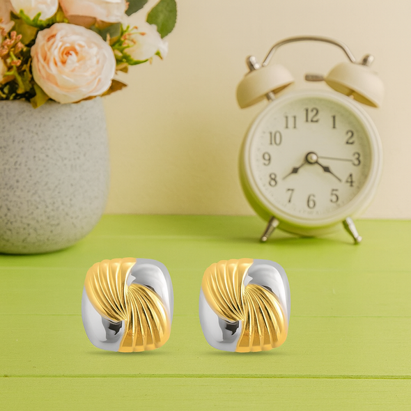 Two-Tone Knot Stud Earrings 925 Sterling Silver Yellow Plated