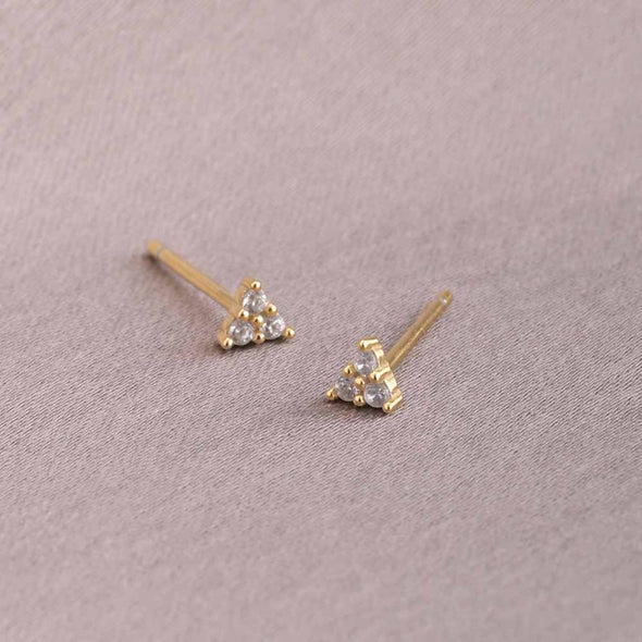 Minimalist Gold Triangle Stud Earrings 925 Sterling Silver Gold Plated