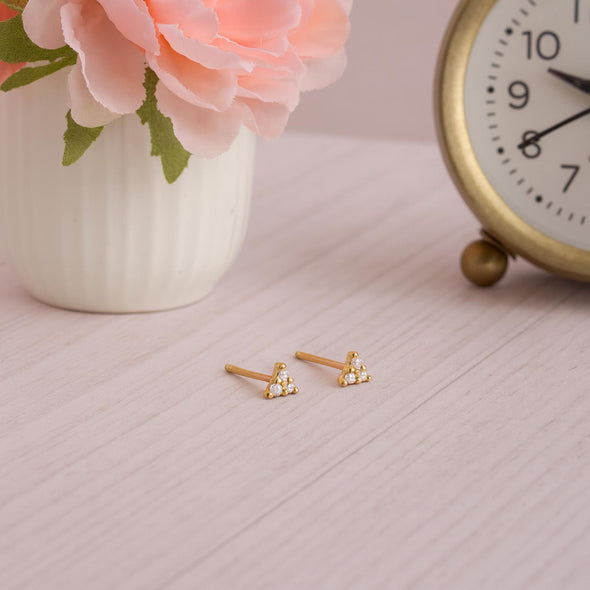 Minimalist Gold Triangle Stud Earrings 925 Sterling Silver Gold Plated