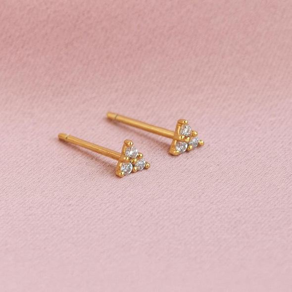 Minimalist Gold Triangle Stud Earrings 925 Sterling Silver Gold Plated