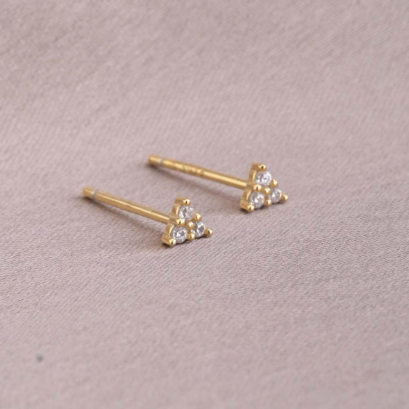 Minimalist Gold Triangle Stud Earrings 925 Sterling Silver Gold Plated