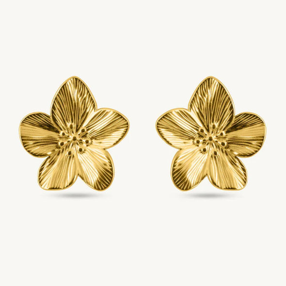 Floral Stud Earrings 925 Sterling Silver Yellow Plated