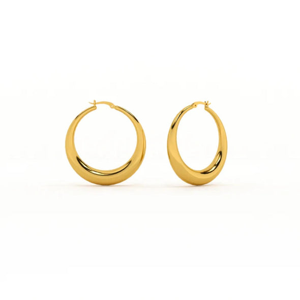 Classic Bold Round Hoop Earrings 925 Sterling Silver Yellow Plated
