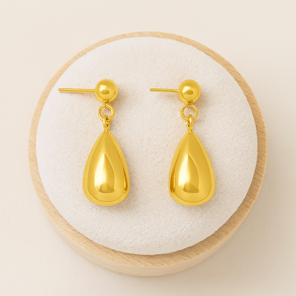 Teardrop Drop Dangle Earrings 925 Sterling Silver Yellow Plated