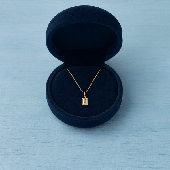 Princess-Cut Pink Stone Necklace 925 Sterling Silver Yellow Plated