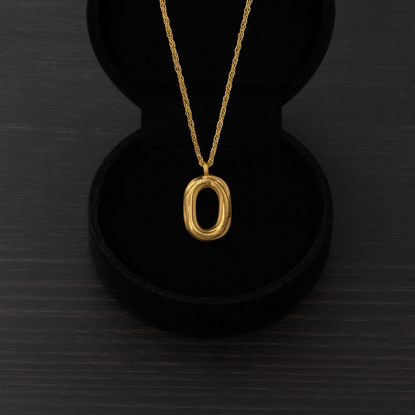 Textured Oval Necklace 925 Sterling Silver Yellow Plated