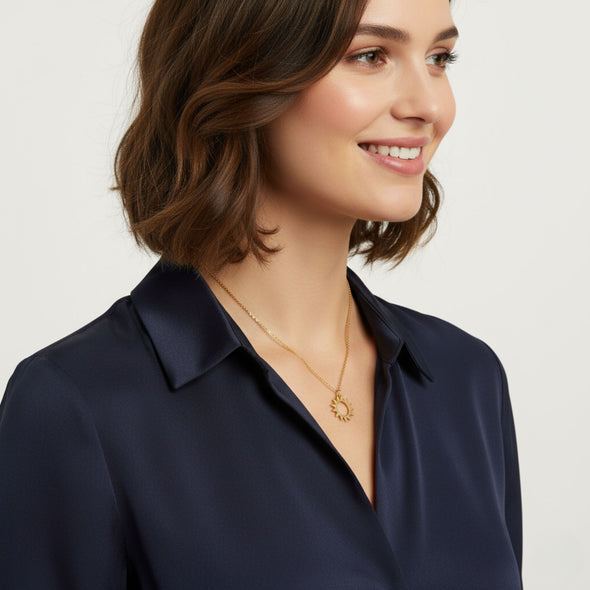 Sunburst Necklace 925 Sterling Silver Yellow Plated