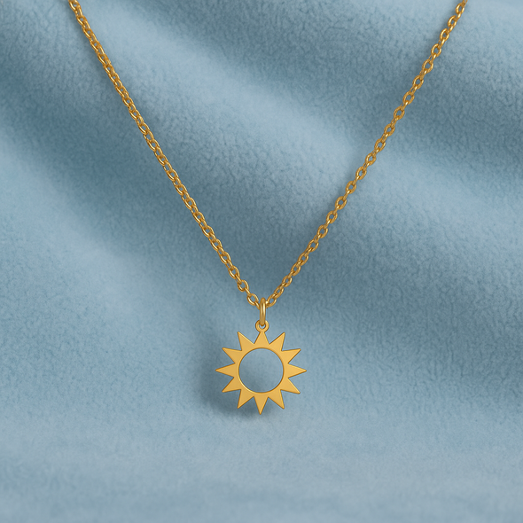 Sunburst Necklace 925 Sterling Silver Yellow Plated