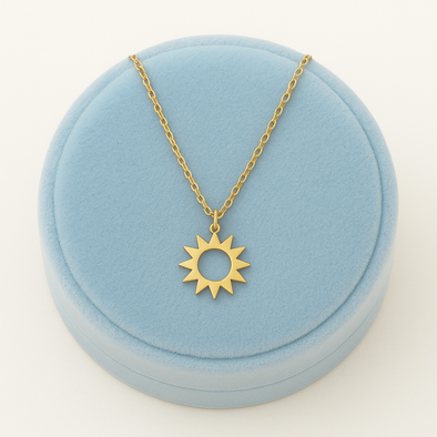 Sunburst Necklace 925 Sterling Silver Yellow Plated