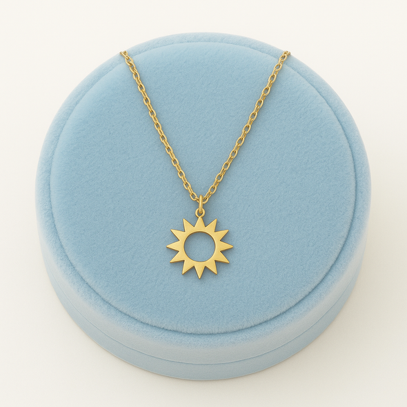 Sunburst Necklace 925 Sterling Silver Yellow Plated