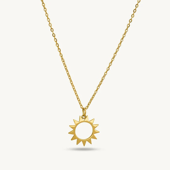 Sunburst Necklace 925 Sterling Silver Yellow Plated
