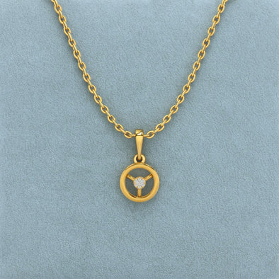 White Stone Tri-Flower Circle Necklace 925 Sterling Silver Yellow Plated