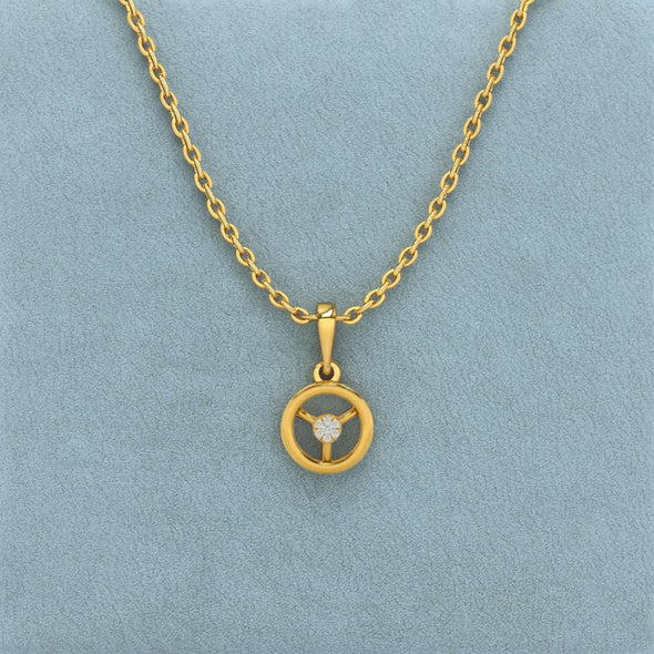 White Stone Tri-Flower Circle Necklace 925 Sterling Silver Yellow Plated