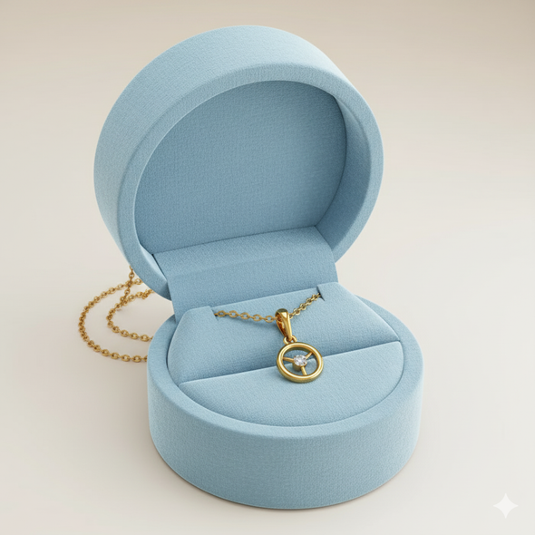 White Stone Tri-Flower Circle Necklace 925 Sterling Silver Yellow Plated