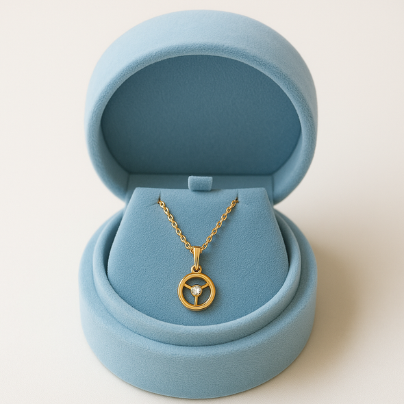 White Stone Tri-Flower Circle Necklace 925 Sterling Silver Yellow Plated