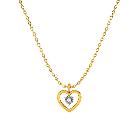 Dual-Tone Open Heart Necklace 925 Sterling Silver Yellow Plated