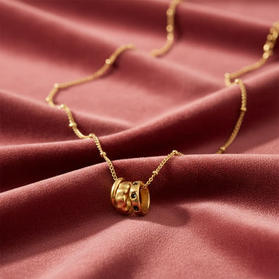 Triple Bead Necklace 925 Sterling Silver Yellow Plated