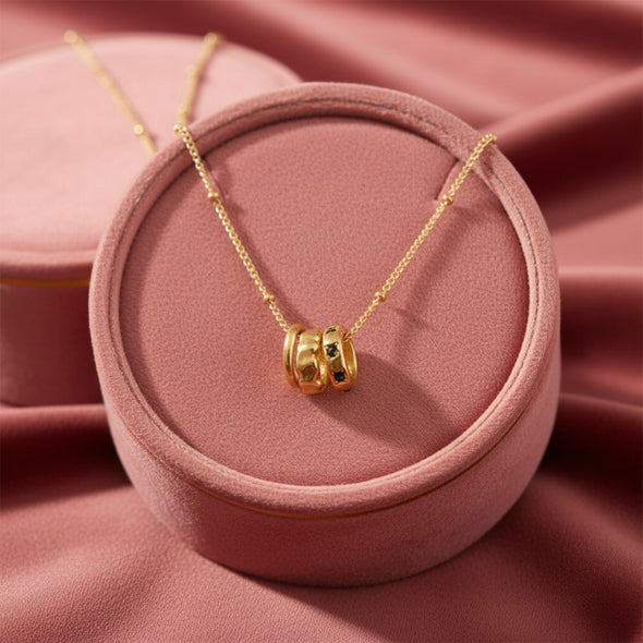 Triple Bead Necklace 925 Sterling Silver Yellow Plated