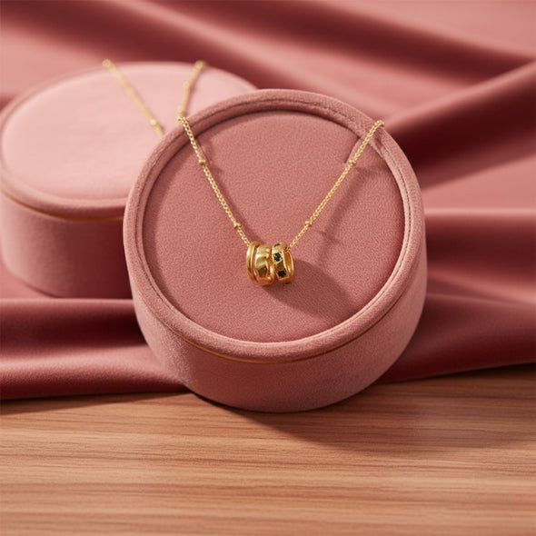 Triple Bead Necklace 925 Sterling Silver Yellow Plated