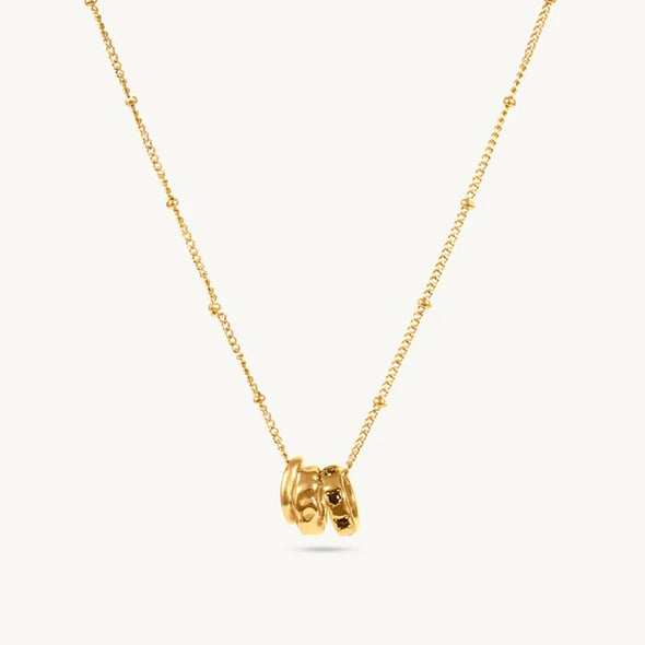 Triple Bead Necklace 925 Sterling Silver Yellow Plated