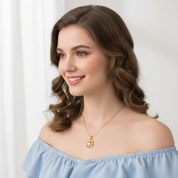 Starburst Solitaire Necklace 925 Sterling Silver Yellow Plated